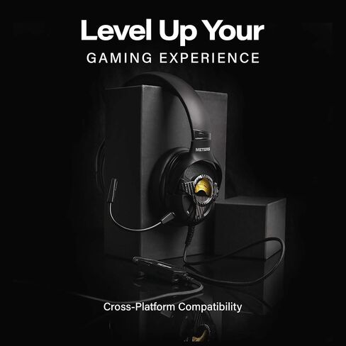 Meters Level-Up Gaming Headsets with RGB VU Virtual 7.1 Surround Sound, 50mm Drivers & Detachable Mic - USB Gaming Headphones Compatible with PC, Laptop & PS4 - Zero Latency (Carbon) in Kuwait