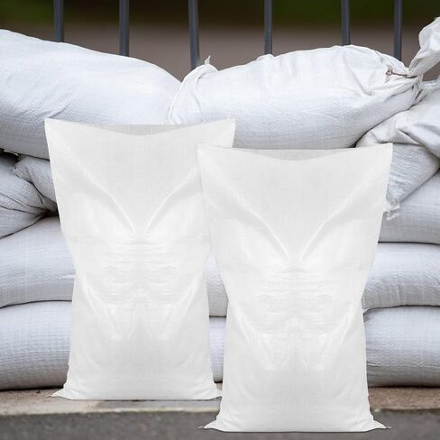 20pcs White Woven Flood Barrier Sandbags Large PP Storage Bags in Kuwait