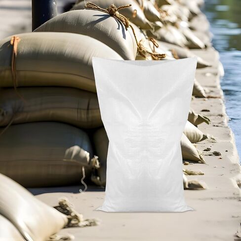 20pcs White Woven Flood Barrier Sandbags Large PP Storage Bags in Kuwait