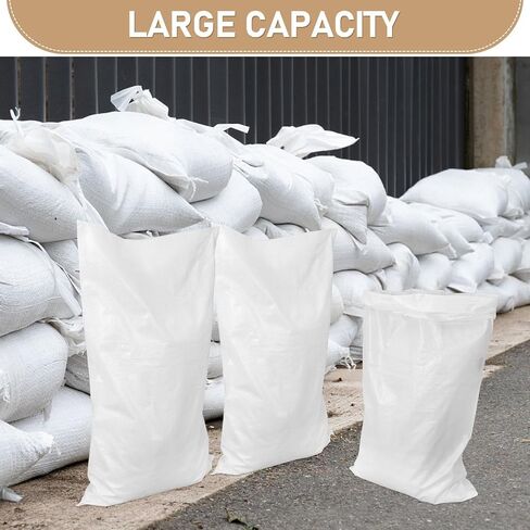 20pcs White Woven Flood Barrier Sandbags Large PP Storage Bags in Kuwait