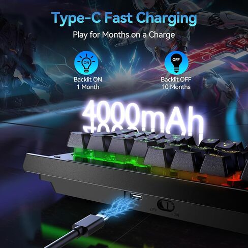 TECKNET Wireless Gaming Keyboard, 4000mAh Rechargeable Keyboard in Kuwait