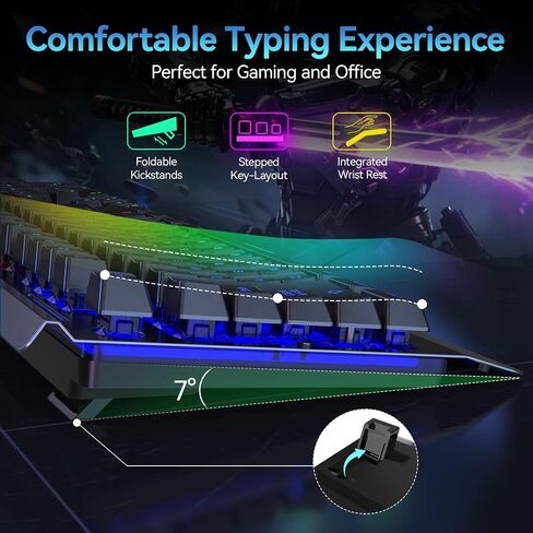 TECKNET Wireless Gaming Keyboard, 4000mAh Rechargeable Keyboard in Kuwait