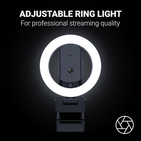 4K Ultra HD Webcam with Microphone, 3-Color Fill Light & Privacy Cover, 90° Wide Angle AutoFocus Webcam with Tripod & USB C Adapter, Plug & Play for PC/Laptop/Zoom/Streaming/Gaming (Black) in Kuwait