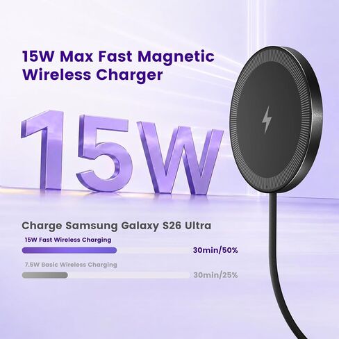 Wireless Charger for Samsung & Android, 15W Magnetic Fast Charging Pad in Kuwait