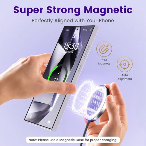 Wireless Charger for Samsung & Android, 15W Magnetic Fast Charging Pad in Kuwait