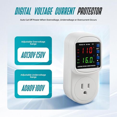 Adjustable Voltage & Current Appliance Protector Plug 110V 16A in Kuwait