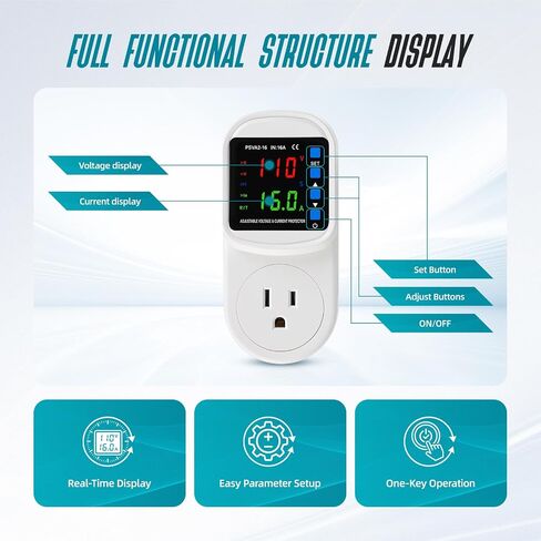 Adjustable Voltage & Current Appliance Protector Plug 110V 16A in Kuwait
