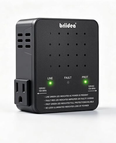 Briidea 2 Outlet Surge Protector - 1410 Joules Wall Tap with EMI/RFI Noise Filter, 15A Circuit Breaker, Outlet Extender for TV, Computer, Router, Gaming Console & Home Electronics in Kuwait