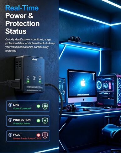 Briidea 2 Outlet Surge Protector - 1410 Joules Wall Tap with EMI/RFI Noise Filter, 15A Circuit Breaker, Outlet Extender for TV, Computer, Router, Gaming Console & Home Electronics in Kuwait