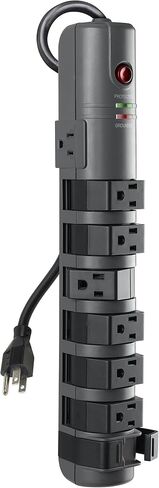 Belkin 8-Outlet Pivot-Plug Power Strip Surge Protector With 6ft Cord & Telephone Protection - Surge Protection For Up To 8 Devices - 1800 Joules Energy Rating - Gray in Kuwait