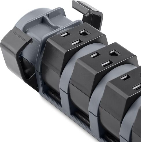 Belkin 8-Outlet Pivot-Plug Power Strip Surge Protector With 6ft Cord & Telephone Protection - Surge Protection For Up To 8 Devices - 1800 Joules Energy Rating - Gray in Kuwait