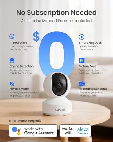 REOLINK 3K Indoor & 4K Outdoor Pan Tilt WiFi Security Camera Bundle, Auto Tracking Cameras with Person/Pet/Vehicle Detection, 3X Optical Zoom, WiFi 6, Dual-Band WiFi, Two-Way Audio, Local Storage in Kuwait