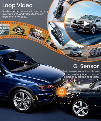 Rimoody 4-Channel 360° Dash Cam, 1080P Full HD Car DVR WiFi App Control in Kuwait