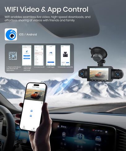 Rimoody 4-Channel 360° Dash Cam, 1080P Full HD Car DVR WiFi App Control in Kuwait