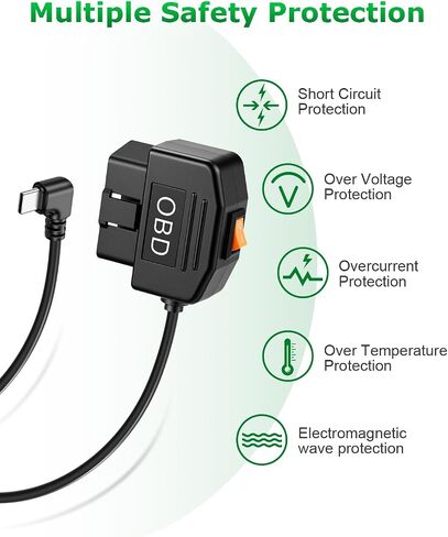OBD2 Power Cable for Dash Cam OBD Hardwire Kit USB Type C with Parking Mode in Kuwait