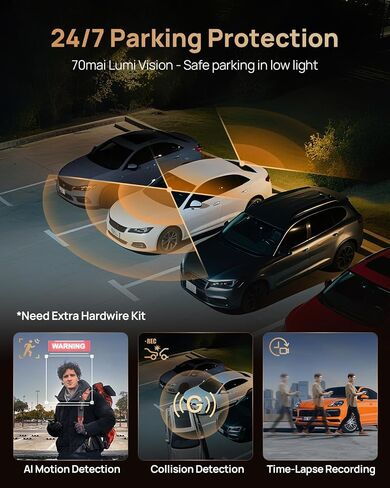 【70mai T800+UP05-SIM】70mai 4K T800 3 Channel Dash Cam, Dash Cam Front and Rear Inside(2160P+2160P+1080P), STARVIS 2 IMX678, HDR Night Vision, Dash Camera for Cars with 512GB Card, WiFi 6, 4G LTE, ADAS in Kuwait