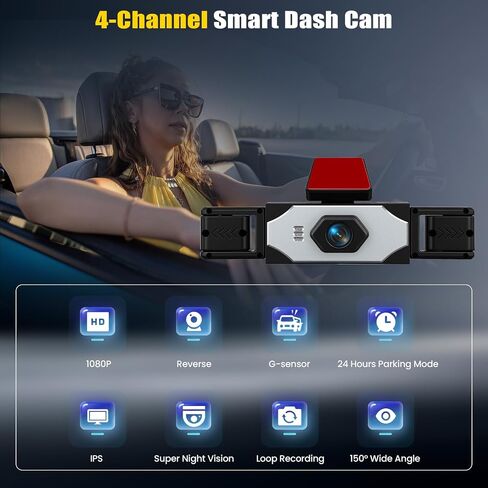 4 Channel 360° Dash Cam Front and Rear Inside Left Right in Kuwait
