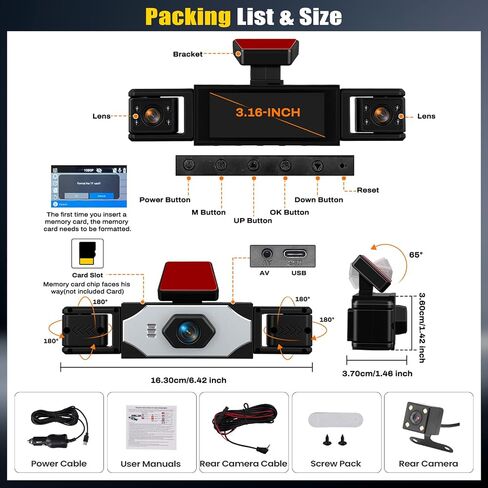 4 Channel 360° Dash Cam Front and Rear Inside Left Right in Kuwait