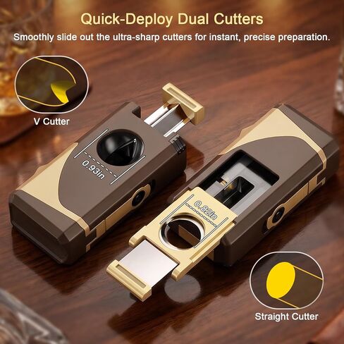 6-in-1 Multi-Tool Butane Torch Lighter, Built-in V & Straight Cutter, Windproof Triple Jet Flame, Holder, Punch, Draw Enhancer - Refillable Cool Lighters Gift Box, Gifts for Men, Candle, Outdoors in Kuwait
