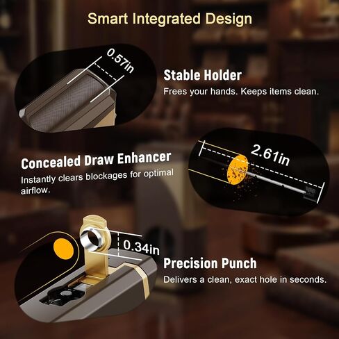 6-in-1 Multi-Tool Butane Torch Lighter, Built-in V & Straight Cutter, Windproof Triple Jet Flame, Holder, Punch, Draw Enhancer - Refillable Cool Lighters Gift Box, Gifts for Men, Candle, Outdoors in Kuwait