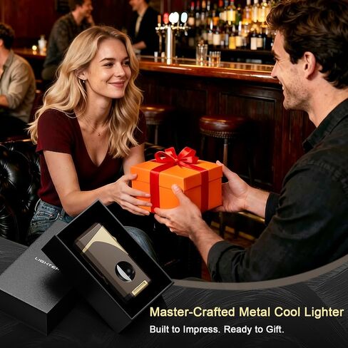 6-in-1 Multi-Tool Butane Torch Lighter, Built-in V & Straight Cutter, Windproof Triple Jet Flame, Holder, Punch, Draw Enhancer - Refillable Cool Lighters Gift Box, Gifts for Men, Candle, Outdoors in Kuwait