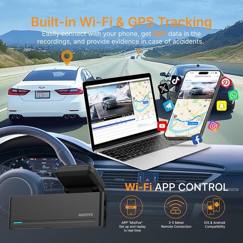Miofive Mini 2 Dual Dash Cam for Cars - 2K Front + 1080P Rear Dash Camera in Kuwait