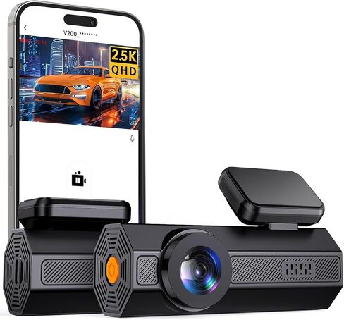 Dash Cam 2.5K Dash Camera for Cars, V200 WiFi Dash Cam Front, Wireless Dashcam with App, WDR Night Vision, G-Sensor Dash Camera, 24H Parking Mode, Loop Recording, Support 256GB Max in Kuwait