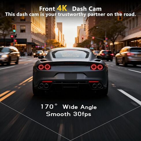 4K Dash Cam with Built-in WiFi, Front Car Camera, in Kuwait