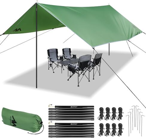 AYAMAYA Waterproof Camping Tarp with Poles Heavy Duty, 10x 15FT Extra Large in Kuwait