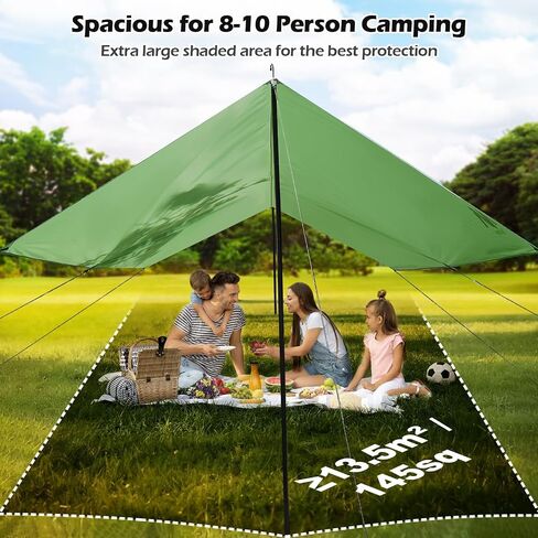 AYAMAYA Waterproof Camping Tarp with Poles Heavy Duty, 10x 15FT Extra Large in Kuwait