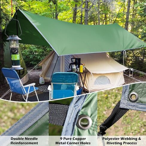 AYAMAYA Waterproof Camping Tarp with Poles Heavy Duty, 10x 15FT Extra Large in Kuwait