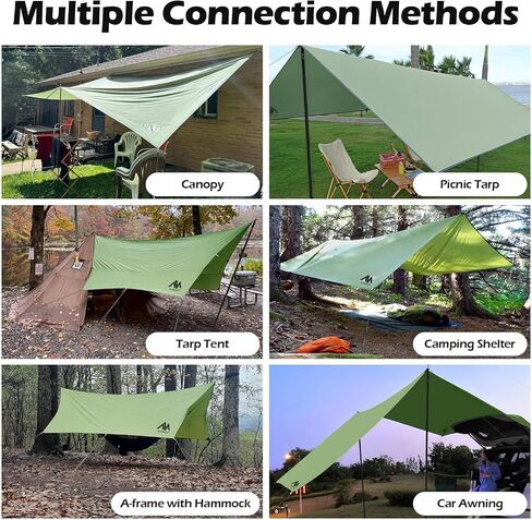 AYAMAYA Waterproof Camping Tarp with Poles Heavy Duty, 10x 15FT Extra Large in Kuwait