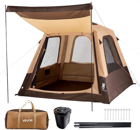 VEVOR Camping Tent, 4/6/8 Person Automatic Inflatable Cabin Tent, Easy Setup TPU Air Tube & Large Mesh Windows, Portable Waterproof Tent with Carry Bag for Family Outdoor Camping Hiking in Kuwait