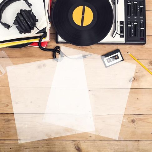 NOLITOY Vinyl Record Outer Sleeves with Self Adhesive Design 60pcs for Protecting Records from Fingerprints and Stains and Organization in Kuwait