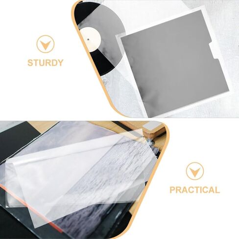 HEMOTON 50pcs Vinyl Record Sleeves Self-Adhesive Design for Vinyl Record Protection Sturdy Plastic Outer Sleeves and Album Cover Preservation in Kuwait