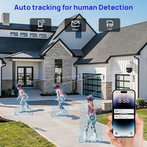 VIKYLIN 【Plug & Play 4K 8CH PoE NVR Recorder and 1pcs 8MP PTZ IP POE Camera Outdoor, Pan Tilt 18x Optical Zoom, Auto Tracking PTZ Camera in Kuwait