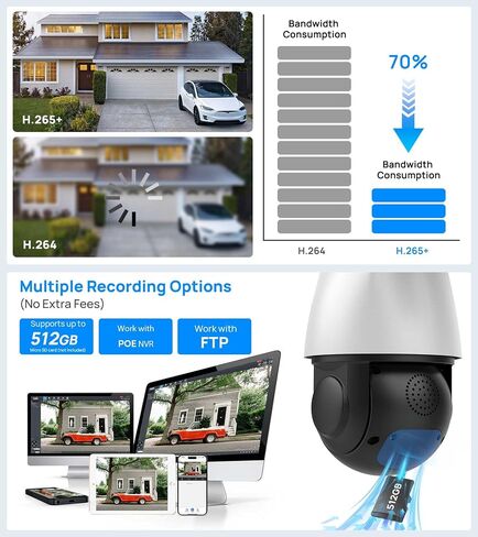VIKYLIN 【Plug & Play 4K 8CH PoE NVR Recorder and 1pcs 8MP PTZ IP POE Camera Outdoor, Pan Tilt 18x Optical Zoom, Auto Tracking PTZ Camera in Kuwait