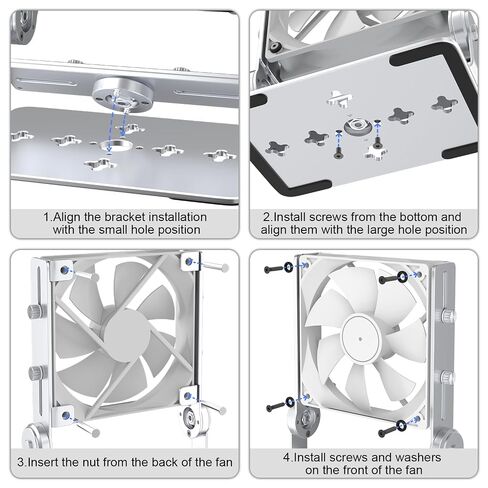 Aluminum Multi-Purpose Desk Fan Stand Mount for 12cm Computer Fans (Silver) in Kuwait