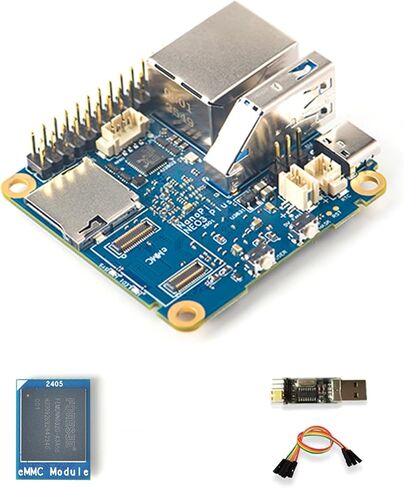 youyeetoo FriendlyElec NanoPi NEO3 Plus RK3528A Mini Router Single Board Computer, Gigabit Ethernet,USB 3.0, Support eMMC/OpenWrt for IoT NAS Smart Home (1 GB RAM,with Case,with Debug Module) in Kuwait