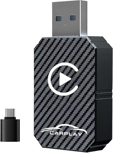 Wireless Adapter Compatible with Apple CarPlay, for Vehicles with Factory Wired CarPlay, Plug and Play, Auto Connection, USB-A to USB-C Adapter Included-Black in Kuwait