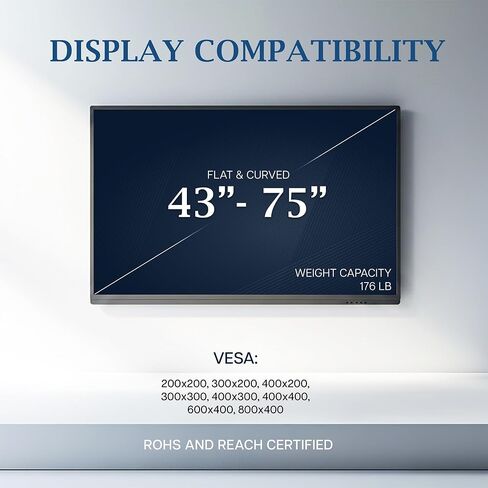 VIVO PRO Heavy-Duty Premium Fixed TV Wall Mount for Flat and Curved Screens 43 to 75 inches, Max VESA 800x400mm, Holds up to 176 lbs, Black, PRO-TVWM95F in Kuwait
