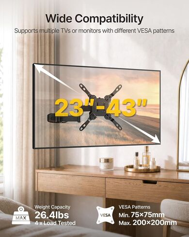 monTEK Universal Long Arm Pole Mount Bracket for 23-43 Inch Screens in Kuwait