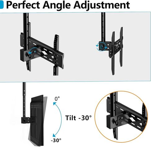 TV Ceiling Mount for 26-68 inch Flat Screen Fits Most LCD LED OLED TVs Monitor Pole Mount up to 99lbs Max VESA 400x400mm Hanging TV Mount Adjustable Ceiling Television Bracket in Kuwait