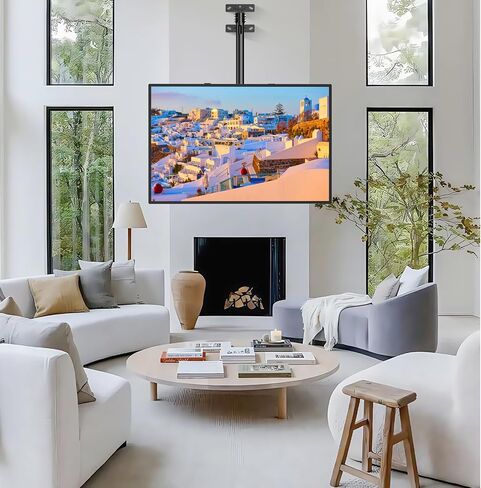 TV Ceiling Mount for 26-68 inch Flat Screen Fits Most LCD LED OLED TVs Monitor Pole Mount up to 99lbs Max VESA 400x400mm Hanging TV Mount Adjustable Ceiling Television Bracket in Kuwait