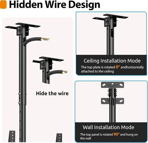 TV Ceiling Mount for 26-68 inch Flat Screen Fits Most LCD LED OLED TVs Monitor Pole Mount up to 99lbs Max VESA 400x400mm Hanging TV Mount Adjustable Ceiling Television Bracket in Kuwait