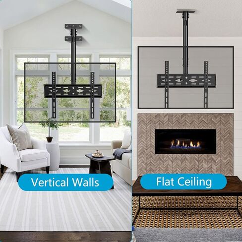 TV Ceiling Mount for 26-68 inch Flat Screen Fits Most LCD LED OLED TVs Monitor Pole Mount up to 99lbs Max VESA 400x400mm Hanging TV Mount Adjustable Ceiling Television Bracket in Kuwait