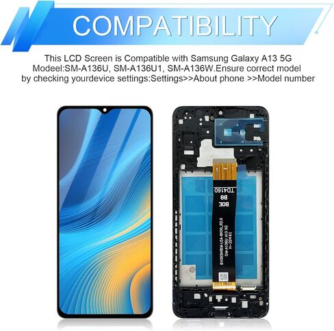 Screen Replacement for Samsung Galaxy A13 5G LCD with Frame in Kuwait