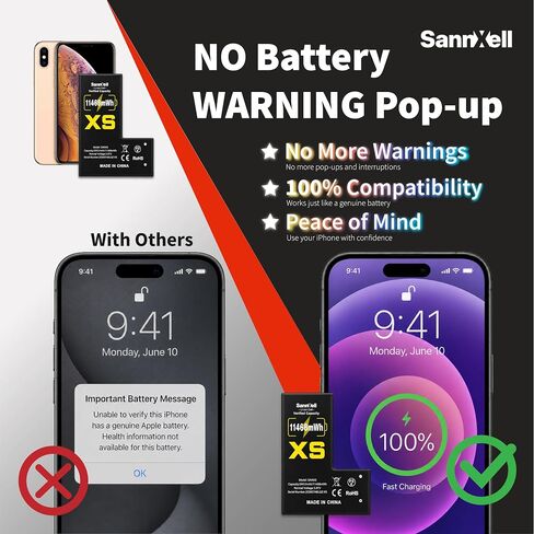 Upgraded High Capacity Battery for iPhone Xs Replacement, 11468mWh 0 Cycle A1920 A2097 A2098 A2099 A2100 Model, Ultra Long Lasting Li-ion Battery with Full Repair Tool Kit in Kuwait