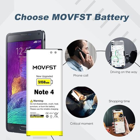 Replacement Battery for Samsung Galaxy Note 4,5150mAh High Capacity Battery Fit for Model N910, N910U 4G LTE, N910V(Verizon), N910T(T-Mobile), N910A(AT&T), N910P(Sprint),EB-BN910BBE in Kuwait
