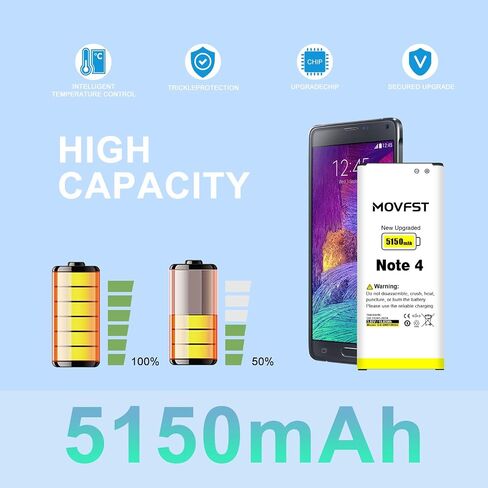 Replacement Battery for Samsung Galaxy Note 4,5150mAh High Capacity Battery Fit for Model N910, N910U 4G LTE, N910V(Verizon), N910T(T-Mobile), N910A(AT&T), N910P(Sprint),EB-BN910BBE in Kuwait